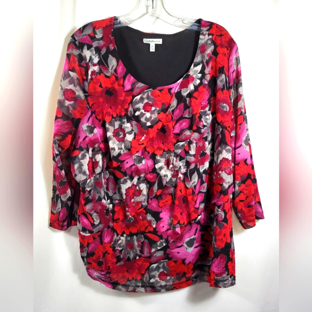 Croft & Barrow crepe layered ruffle tunic women's 2X #1610